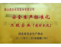 安全生产标准化二级企业（建材水泥）/